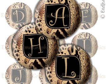 Animal Print Bottle Cap Images ~*DIGITAL*~ Zebra Leopard Cheetah Print Alphabet ~*Digital Collage Sheet*~ 1 Inch Printable Circles 195