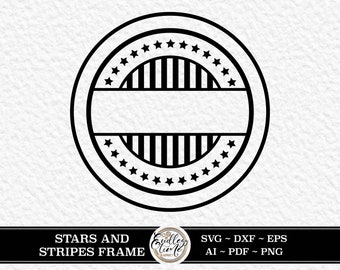 Monogramme cercle étoiles & rayures | Conception de cadre patriotique | Téléchargement