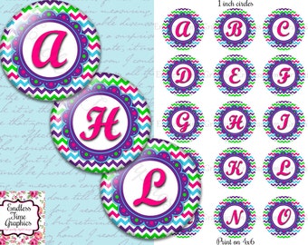 Obrazy z inicjałami kapsli, okręgi alfabetyczne (pobieranie cyfrowe)