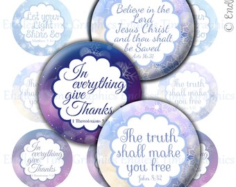 Bible Verse Bottle Cap Images, 1 Inch Circles (Digital Download)