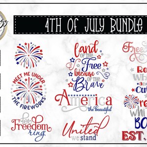 4 juli SVG Bundle - America The Beautiful Svg - Home of the Free Svg - United We Stand SVG - Firework- Let Freedom Ring SVG