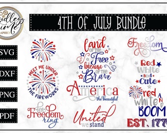 4. Juli SVG Bundle - Amerika die schöne Svg - Heimat der freien Svg - United Wir stehen SVG - Feuerwerk - lassen Freiheit Ring SVG