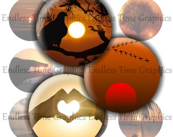 Sunset Bottle Cap Images, Resin Jewelry Pendants (Digital Download)