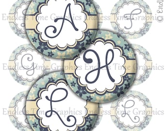 Obrazy nakrętek do butelek z kwiatowym alfabetem, koła o średnicy 2,5 cm (arkusz kolażu cyfrowego)