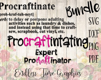 Pakiet Procraftinate SVG, Zabawne rękodzieło (plik do cięcia cyfrowego)