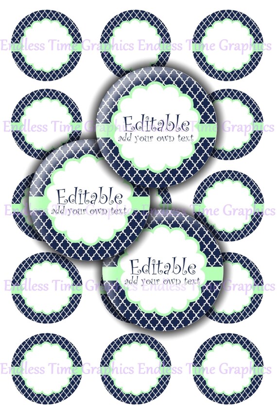Editable Bottle Cap Collage Sheet 1 Digital Bottle Cap Images Digital collage sheet Boho circles add text click and type