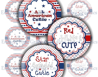 4th of July Bottle Cap Images: Patriotic Circles (Digital)