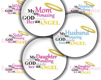 Angel Bottlecap Images – In Memory, 1 Inch Circles (Digital Download)