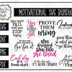 Motivational Quotes SVG Cut File Bundle - 10 Unique Quotes