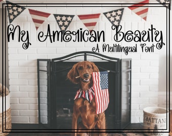 My American Beauty - A Patriotic, Curly - Multilingual Font