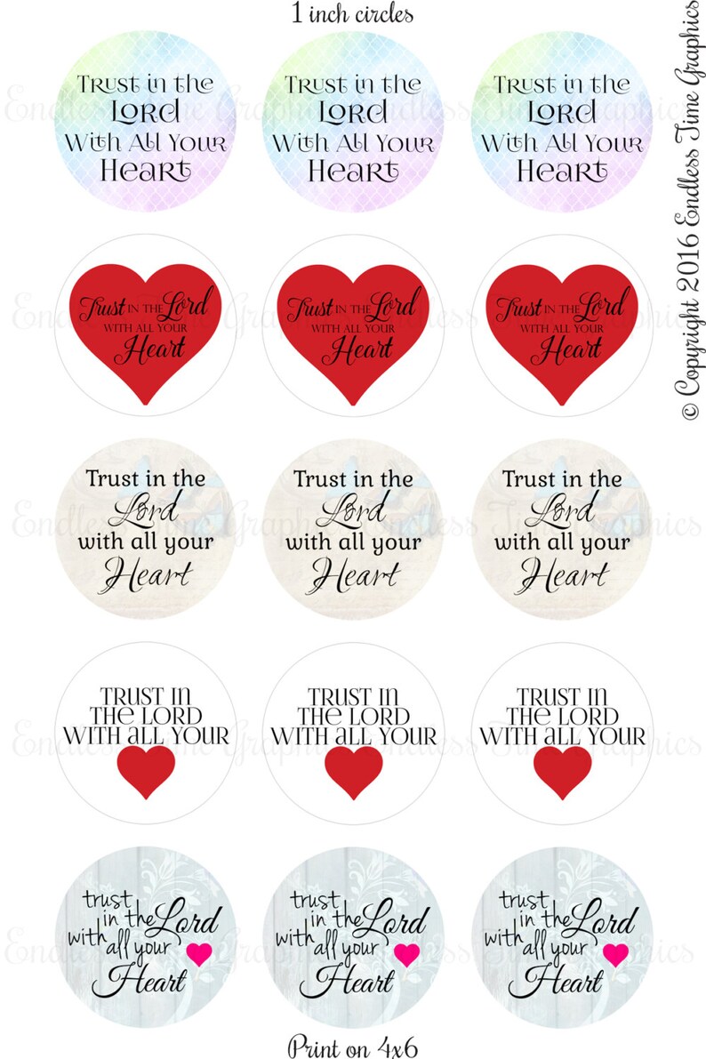 Bible Verse Bottlecap Image. Trust in the Lord Digital Bottle | Etsy