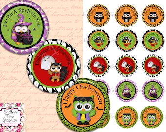 Halloween Bottle Cap Images, 1 Inch Circles (Digital Download)