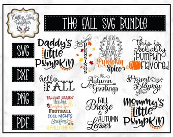 Lot SVG d'automne : automne, citrouille épicée, action de grâces (fichiers numériques)