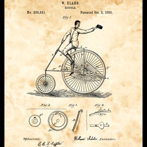 Bicycle 1883 Patent Printable, Bicycle Wall Art, Vintage Bike Decor, Bicycle Blueprint, Retro Bike Print, Bike Gift Idea,  INSTANT DOWNLOAD