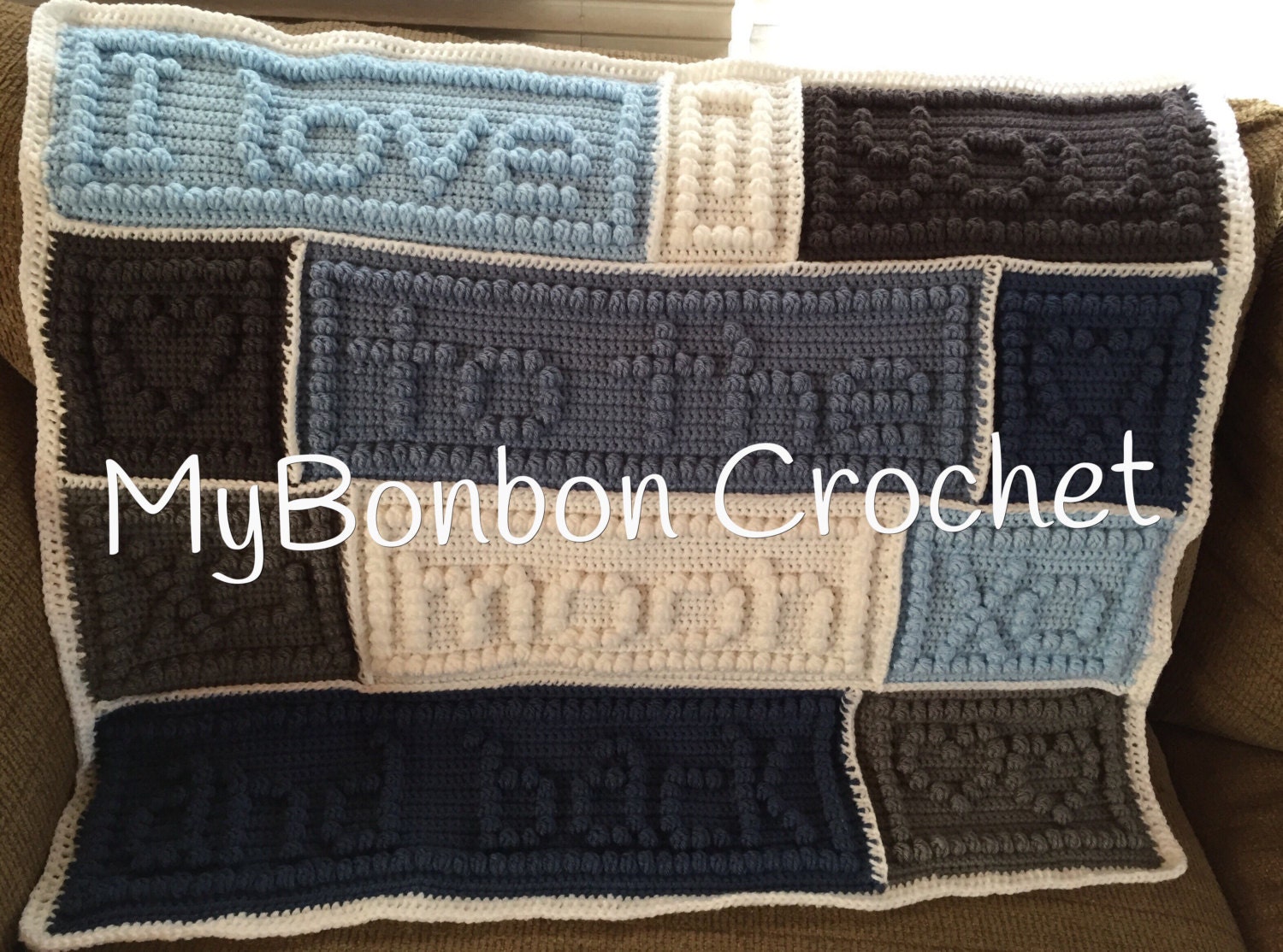 I love you to the moon and back crochet baby blanket made Etsy