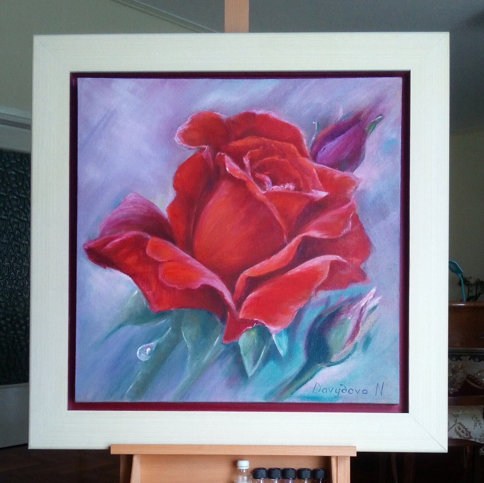 Red Rose Painting on Canvas Floral Modern Art Enlarged Flower Etsy UK