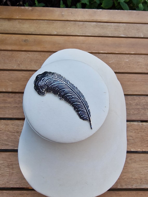 Vintage feather brooch by Sarah Cov made from sil… - image 7