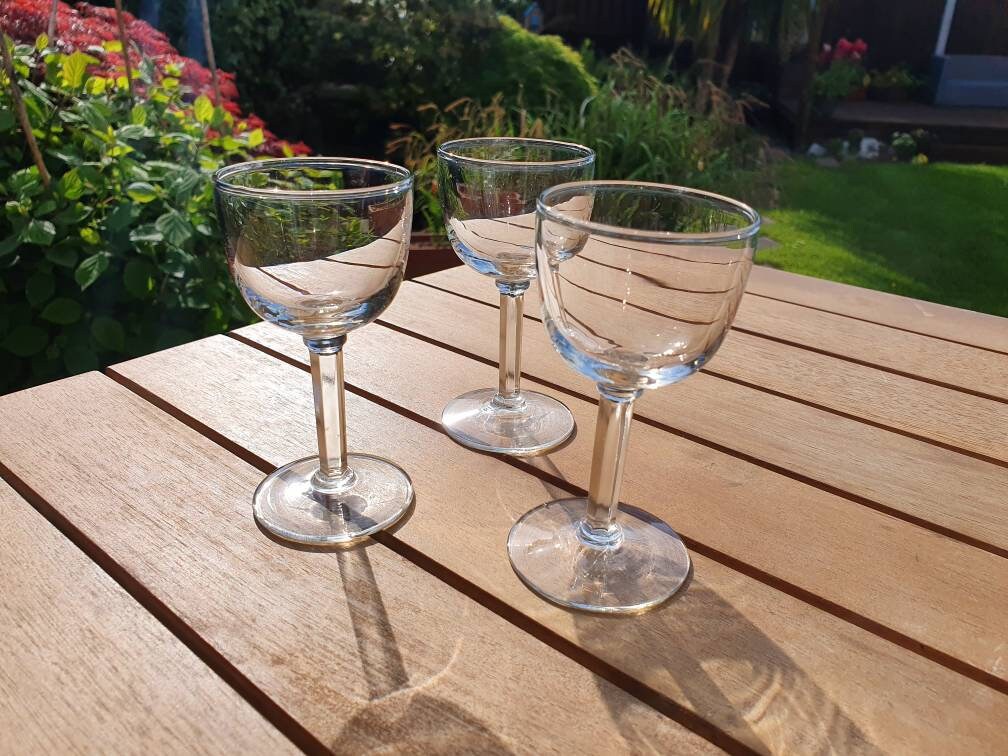 Vintage small liquor glasses with plain glass design Etsy