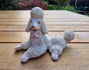 Fantastically kitsch vintage 1950's ceramic white poodle from China