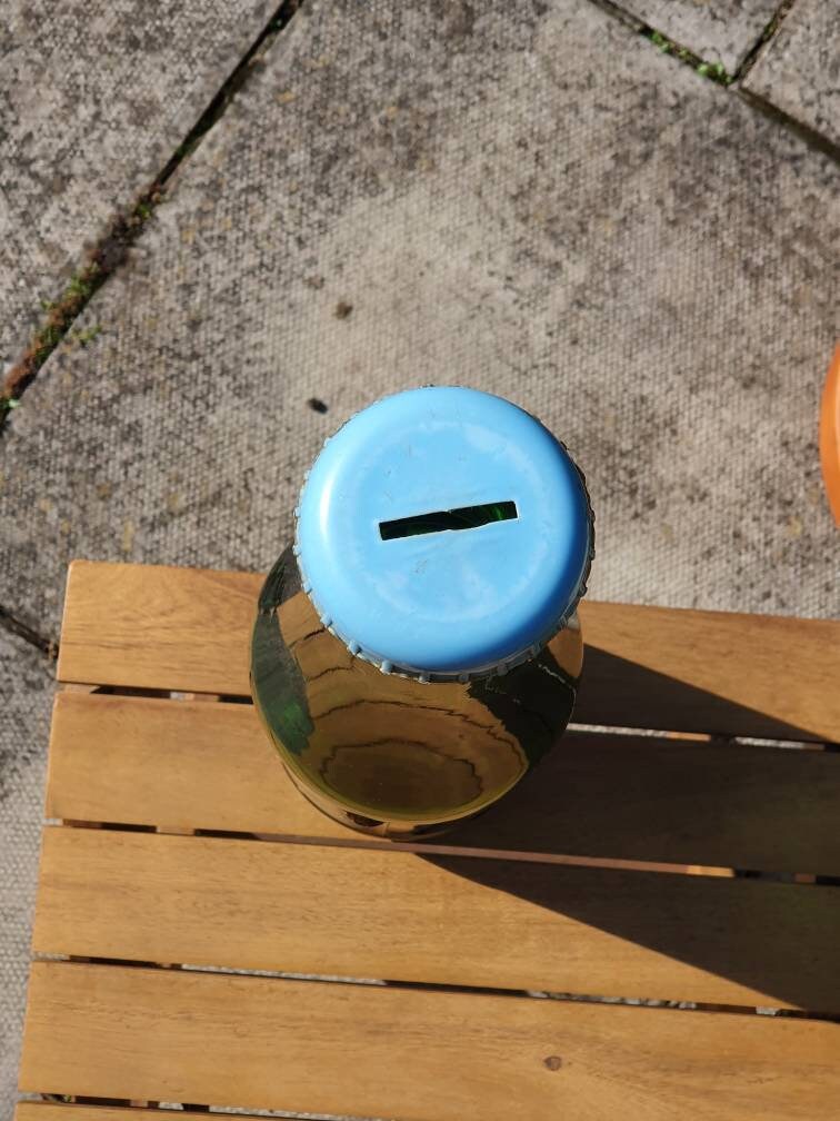 Very large and heavy vintage glass money box in the shape of a Etsy