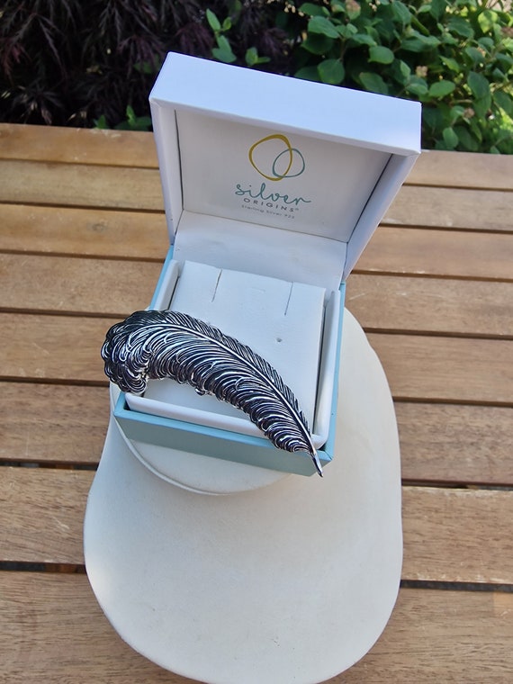 Vintage feather brooch by Sarah Cov made from sil… - image 6