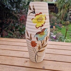 Vintage vase by Ellgreave pottery, &#39;Rhapsody&#39; design with ribbed effect style.