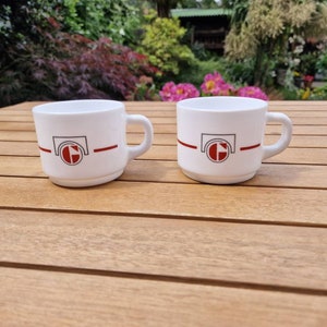 Vintage Arcopal white milk glass tea/coffee mugs from France. Individually available. 1970-80&#39;s