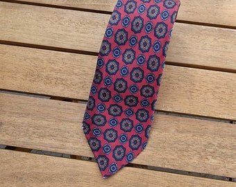 Pink and Yellow Polka Spot Tie with Signature Floral Design to The Rear by Frederick Thomas FT1494