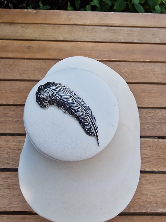 Vintage feather brooch by Sarah Cov made from sil… - image 1