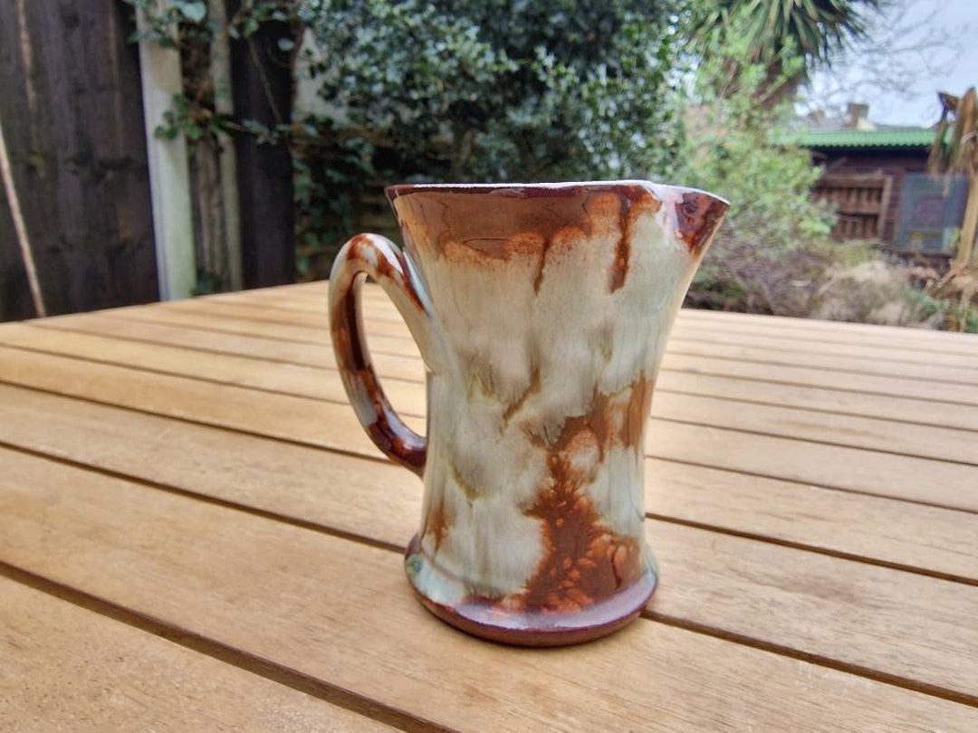Vintage Ewenny Pottery Jug, With Unusual Twisted Handle, Brown and