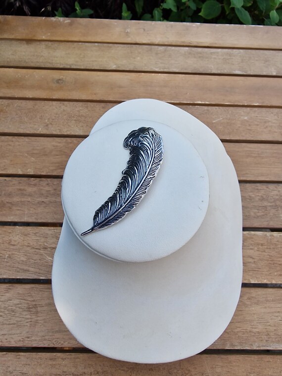 Vintage feather brooch by Sarah Cov made from sil… - image 8