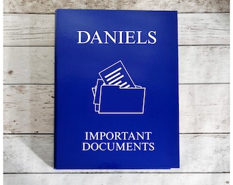 Personalised Important Documents, A4 Ring Binder Folder, Custom Made, Paperwork Organiser, Household Bills, Business, Personal File, Storage