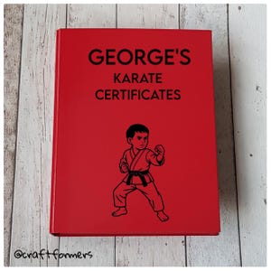 Personalised Karate Certificates Folder, A4 Ring Binder File, Custom Made Document Holder, Sports, Hobby, Achievements, Keepsake