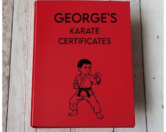 Personalised Karate Certificates Folder, A4 Ring Binder File, Custom Made Document Holder, Sports, Hobby, Achievements, Keepsake