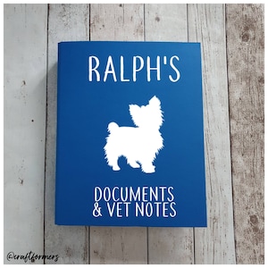 Personalised Pet Document Folder, A4 Ring Binder Folder, Custom Made, Vet Notes Folder, Dog/Cat Document Holder, Files & Folders, Pet File