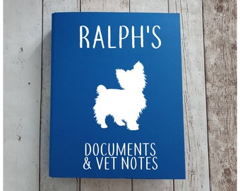 Personalised Pet Document Folder, A4 Ring Binder Folder, Custom Made, Vet Notes Folder, Dog/Cat Document Holder, Files & Folders, Pet File