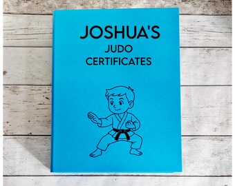 Personalised Judo Certificates Folder, A4 Ring Binder File, Custom Made Document Holder, Sports, Hobby, Achievements, Keepsake, Martial Arts