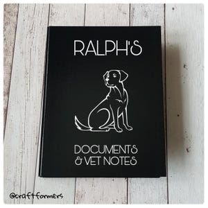 Personalised Pet Document Folder, A4 Ring Binder File, Custom Made, Vet Notes, Dog Cat Horse, Document Holder, Paperwork, Organise, Animal