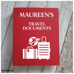 Personalised A4 Ring Binder, Travel Documents, Folders & Files, Custom Made Folder, Document Holder, Travel Receipts Folder, Ticket Holder