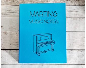 Personalised Piano Notes Folder, A4 Ring Binder File, Document Holder, Storage Organise, Custom Stationery, Music Teacher Gift, Song Sheets