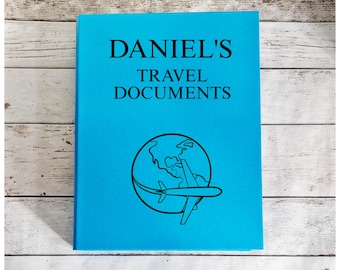 Personalised Travel Documents A4 Ring Binder File Folder, Custom Made Gift, Travel Receipts Insurance, Family Holiday, Important Paperwork