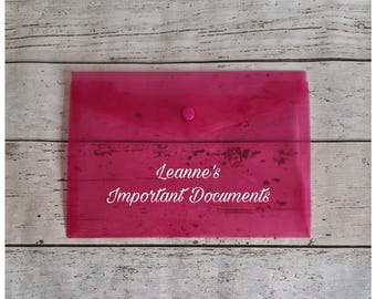 A5 Personalised Plastic Neon Wallet, Stud Carry Wallet, Envelope Document Holder, Popper Wallet, Receipt File, Organise, Business Stationery