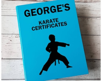 Personalised Karate Certificates Folder, A4 Ring Binder Folder, Custom Made Document Holder, Files and Folders, Sports Achievements Holder