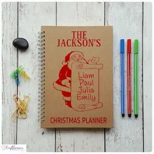 Personalised Gift, Christmas Planner, A5 Stationery Notebook, Christmas Organiser, Xmas Notebooks & Journals