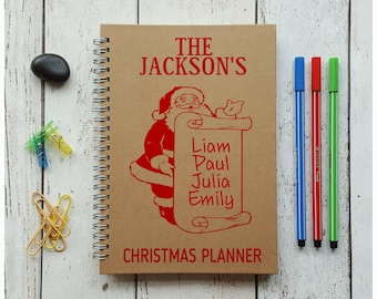 Personalised Gift, Christmas Planner, A5 Stationery Notebook, Christmas Organiser, Xmas Notebooks & Journals