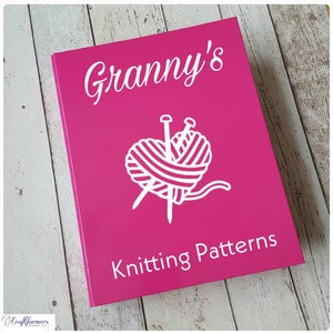 Personalised A4 Folder, Knitting Patterns, Custom Made Ring Binder, Document Holder, Files & Folders, Pattern Folder, Knitting Patterns