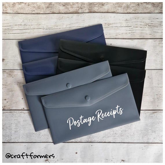 Personalised Plastic Wallets, Cheque Sized Stud Wallet, Envelope Document Holder, Office Supplies, Popper Wallet, Receipt File, Organise