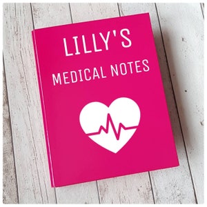 Personalised Folder, A4 Ring Binder, Medical Notes Folder, Custom Made Files & Folders, Medical Document Holder, Paper Storage, Pink Folder