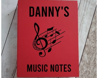 Personalised Folder, Red A4 Ring Binder Folder, Music Notes, Document Holder, Paper Storage, Files & Folders, Custom Made Stationery