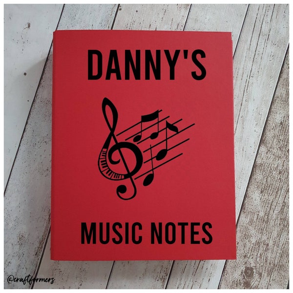 Personalised Folder, Red A4 Ring Binder Folder, Music Notes, Document Holder, Paper Storage, Files & Folders, Custom Made Stationery